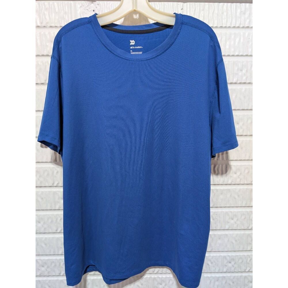 All In Motion Men's Bright Blue Short-Sleeve Polyester Crew-Neck T-Shirt Size XL